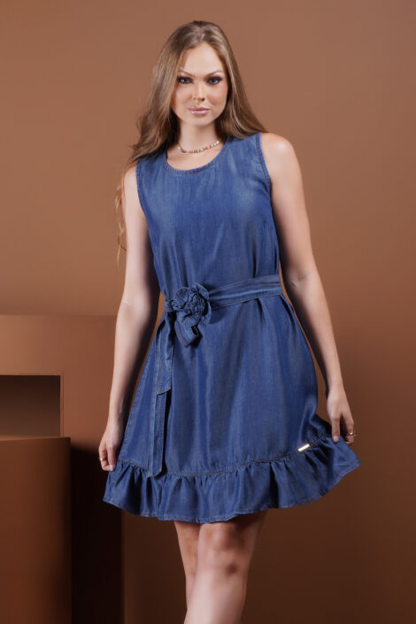 Vestido Jeans Mini Babado Sara – 9049 (1)